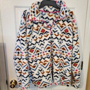 Eddie Bauer Women's Aztec Sherpa Fleece 1/4 Zip Pullover Jacket Southwest XL